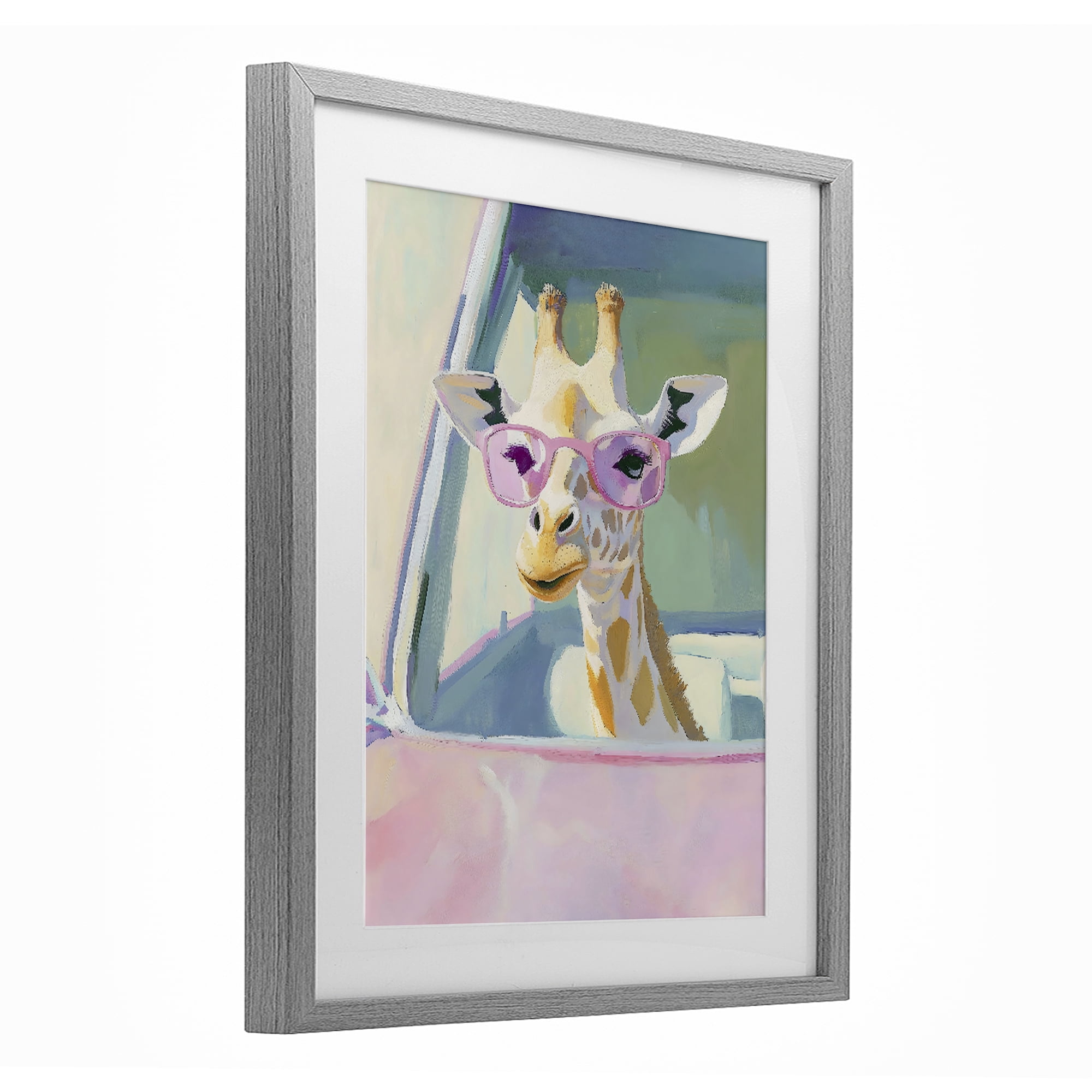 Stupell Industries Giraffe Car Ride Gray Framed Print Under Glass, design by The Prints Vibe