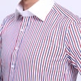 thumbnail image 6 of Men's Contrast Striped French Cuff Dress Shirt without Pocket Formal Business Long Sleeve Classic-fit Wedding Party Shirts, 6 of 9