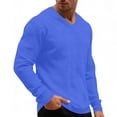 thumbnail image 4 of Ceisia Men's Long Sleeve Casual V-Neck Tee Solid Color Relaxed Fit Stretch Waffle Knit Soft Breathable Lightweight Lounge Essential Fitness Top Gifts for Father Blue M, 4 of 9