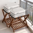 thumbnail image 4 of LEDREM Set of 2 Solid Wood Luggage Rack with Storage Shelf, Foldable Suitcase Stand No Assembly Required for Guest Room Hotel Bedroom, Coffee Brown, 4 of 6