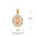 thumbnail image 3 of 14K Tri Color Solid Gold Religious Our Lady of Guadalupe Charm Pendant with 1mm Box Chain Necklace - 24", 3 of 4