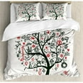 thumbnail image 3 of Christmas Decorations Twin Size Duvet Cover Set, Large Tree with New Year Ornaments Gifts Candles Angels Holiday Theme, Decorative 2 Piece Bedding Set with 1 Pillow Sham, Green Red, by Ambesonne, 3 of 3