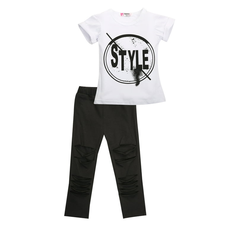 Girls' Brooklyn Print T-Shirt & Legging Set - Fashion 2-Piece Outfit For Ages 7-13 Years