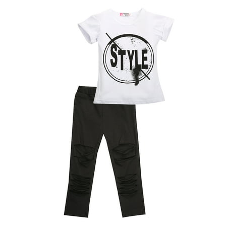 

Musuos 2PCS Kids Baby Girls Summer T-shirt Tops Pants Leggings 2Pcs Outfits Clothes