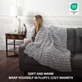 thumbnail image 3 of CBCHome Jumbo Velvet Plush Wide Ribbed Throw Blanket - Super Soft, Warm, Cozy Fluffy Throw for Couch, Bed, Sofa - All Season Décor (Harbor Mist, 50" x 60"), 3 of 9