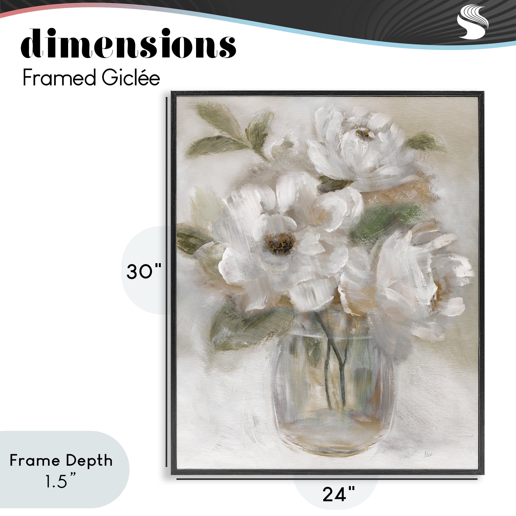 Stupell Industries Brushed Neutrals Bouquet Black Framed Giclee Art, design by Nan