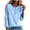 Sky Blue, variant on Women's Lace Trim 3/4 Sleeve Henley Top Soft Cotton Blend Shirt for Casual Light Workwear(White, XXL)