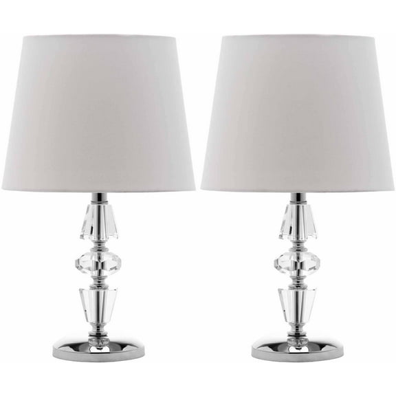 SAFAVIEH Crescendo 16 in. Crystal Table Lamp w/Off-White Polyester Shade, Set of 2