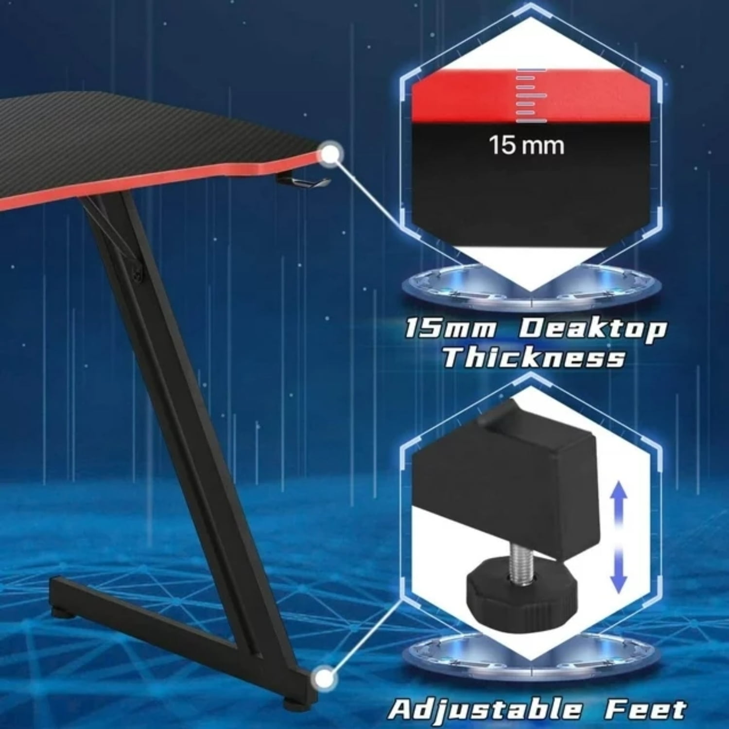 NiamVelo Gaming Desk 39.4 inch Z-Shaped Computer Desk PC