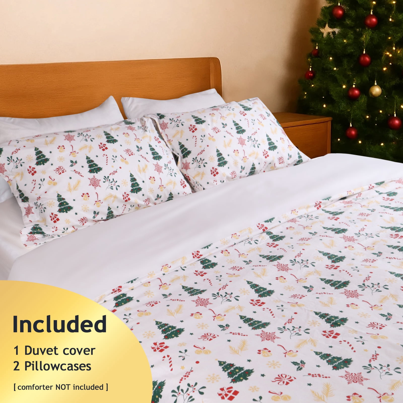 Gogreen Luxury 100% Cotton King Duvet Cover, Soft & Breathable 3 Pieces King Bedding Sets, Pattern King Comfy Duvet Cover, with Zipper Closure, Includes 2 x Pillowcase, 1 x Duvet Cover