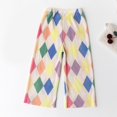 thumbnail image 2 of Girls Chiffon Pants Checkered Wide Leg Ribbed Pants Stretchy Mid Rise Summer Casual Long Trousers 4T, 2 of 7
