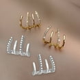 thumbnail image 3 of fastboy 2 Pairs Earrings Ear Stud Classic Ear Pendant Exquisite Rhinestone Inlaid Portable Studded Curved Earrings Men, 3 of 8