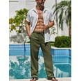 thumbnail image 3 of COOFANDY Men's Linen Cotton Pants Casual Elastic Waist Drawstring Trousers, 3 of 6