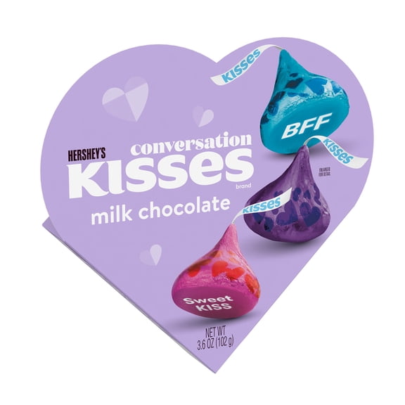 HERSHEY'S KISSES Milk Chocolate, Valentine's, Candy Gift Box, 3.6 oz