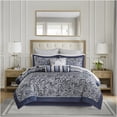 thumbnail image 5 of JERFIT Queen 12-Piece Navy Blue Comforter Set with Paisley Jacquard Design & Cotton Sheets, 5 of 7