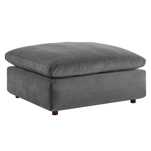 Modway Commix Down Filled Overstuffed Performance Velvet Ottoman in Gray