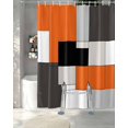 thumbnail image 3 of Split Shower Curtain for Transfer Bench, Burnt Orange Black Fabric Shower Curtains for Bathroom, Modern Abstract Geometric Tub Sliding Transfer Bench Waterproof Bath Curtains 72"x78", 3 of 9