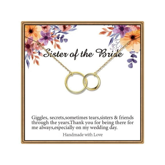 Turandoss Necklaces Gifts for Women Sister of the Bride Gifts Necklace 14K Gold Plated Infinity Circle Necklace Gifts for Sister Bride Jewelry Gifts