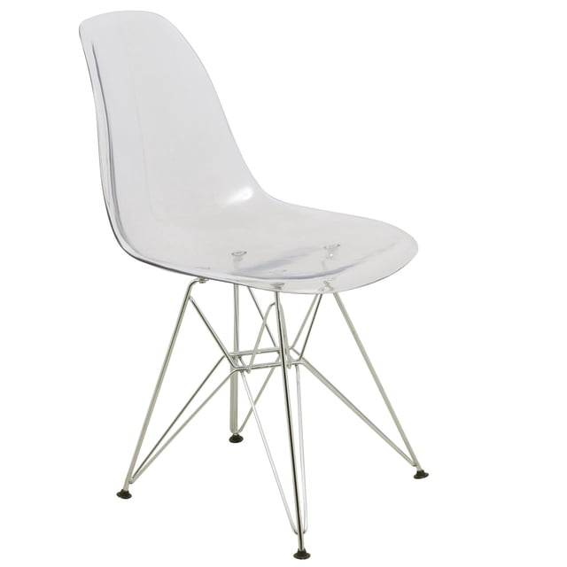 Silla de comedor LeisureMod Cresco, moderna, acrílico, cromo transparente