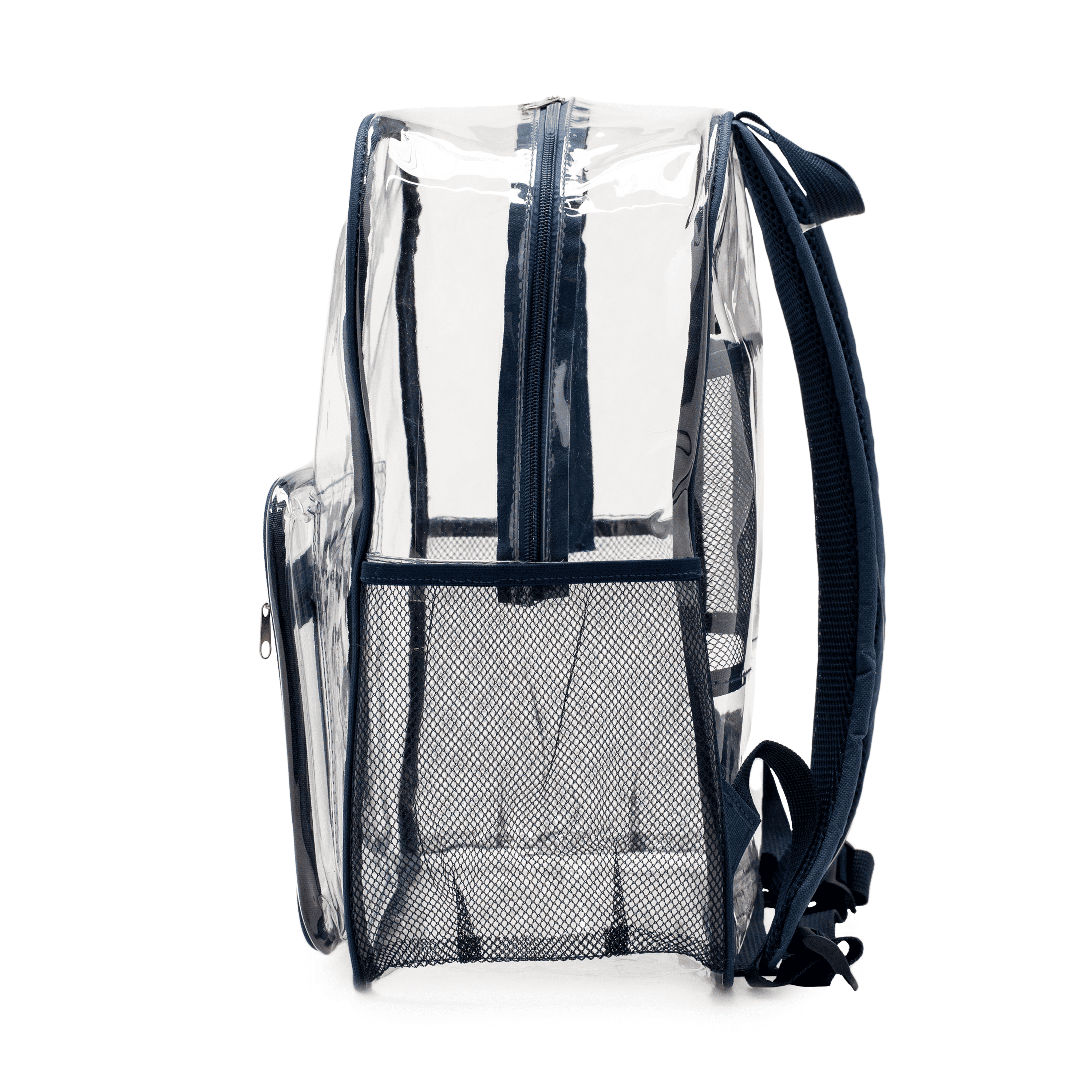 JPACK Clear Backpack – Heavy Duty Transparent Bookbag for Adults and Teens | School, Work, Travel, Stadiums (Navy Blue)