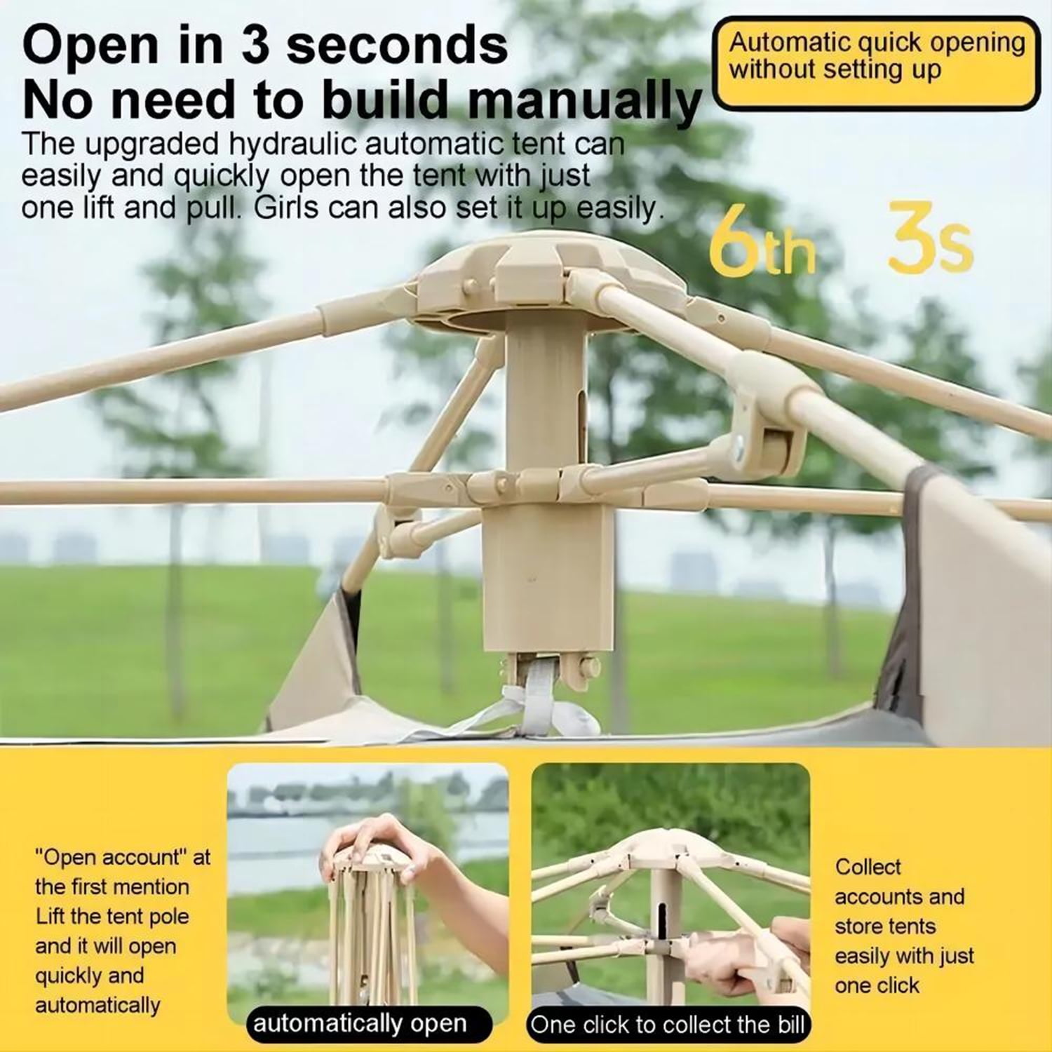 Mapskey 4-6 Person Tents for Camping,Portable Waterproof Large Glamping Tents for Outdoor Family