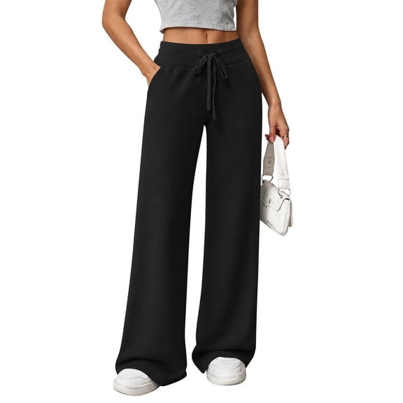 TEMOFON Womens Sweatpants Wide Leg Sweat Pants Elastic Waisted Casual with Pockets Drawstring Workout Pants