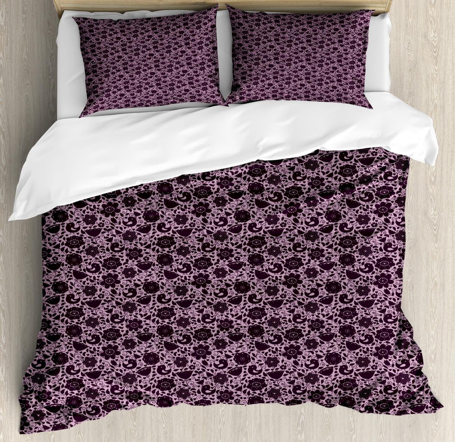 Floral Duvet Cover Set King Size Doodle Abstract Pattern With