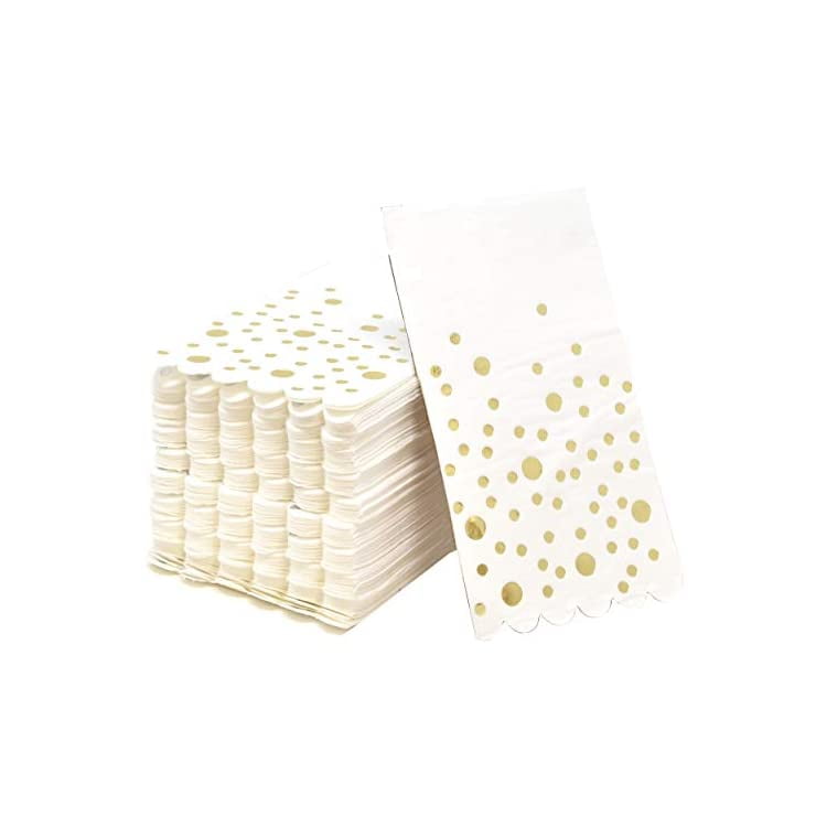 100 Metallic Gold Foil Dot Guest Napkins Disposable Paper Pack Elegant