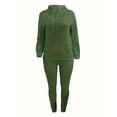 thumbnail image 4 of Casual Drawstring Pantsuits Two-piece Set, Pocket Hoodies Tops & Loose Long Sweatpants Set, Women's Clothing, 4 of 7