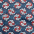 thumbnail image 1 of oneOone Silk Tabby Blue Fabric Asian Japanese Koi Fish Craft Projects Decor Fabric Printed By The Yard 42 Inch Wide, 1 of 4