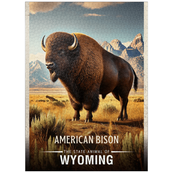 MyPuzzle - Wyoming, American Bison: State Animals Series - Premium 1000 Piece Jigsaw Puzzle for Adults