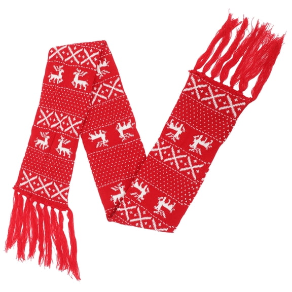 OUNONA 1Pc Red Christmas Fawn Scarf Knitted Winter Warm Soft Cozy Scarf for Decor