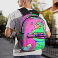 thumbnail image 6 of Pofeuu Psychedelic Cartoon Frog Print Laptop Backpack Travel Canvas Backpack for School Lightweight and Comfortable Backpack College Backpack Schoolbag, 6 of 6