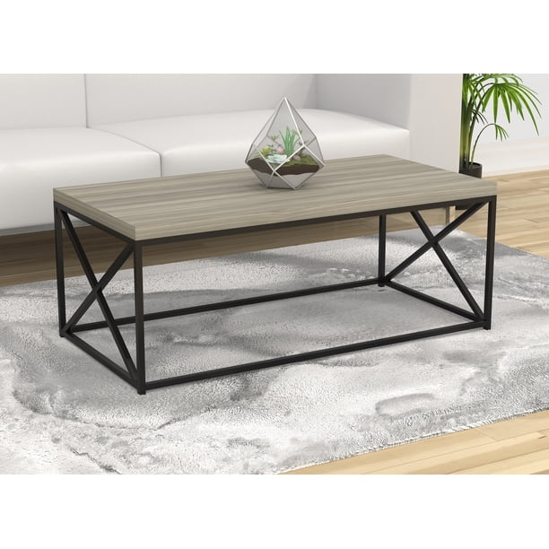 Safdie & Co. Coffee Table48"L/Grey Wood/Black Metal