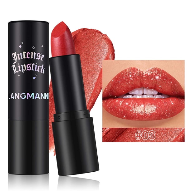 Puntoco Lápiz labial con brillos, metal con diamantes, lápiz labial mate con brillos, lápiz labial mate, lápiz labial de 4 g