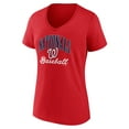 thumbnail image 2 of Women's Red Washington Nationals Victory Script V-Neck T-Shirt, 2 of 3