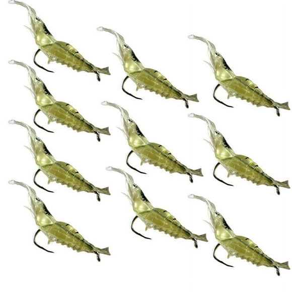 Xihbxyly Anzuelo Blando para Camarones, 10 Señuelos de Pvc para Pesca En Agua Salada, Cebo de Goma Personalizable, Diseño Ligero y Suave, Lanzamiento a Larga Distancia, Color Transparente, 4 Cm de La