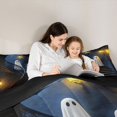 thumbnail image 4 of Feelyou Halloween Ghost Twin Bedding, Spooky Gothic Castle Bedding Comforter Set, Dark Blue, Black Reversible, 7pcs, 4 of 7