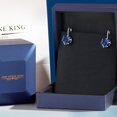thumbnail image 5 of Gem Stone King 925 Sterling Silver Blue Created Sapphire Dangle Earrings for Women | 5.00 Cttw | Gemstone September Birthstone | Round 8MM, 5 of 6