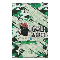 Yuyamidu Funny Black Cat Golf Towel Golf Ball Club Towel, Easy to Carry Golf Towels for Golf Bags for Men Women, Green