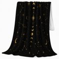 thumbnail image 2 of Golden decorative theme With Stars And Constellations, Cozy Flannel Blanket with Celestial Line Art Print, Housewarming Gift for Celestial art enthusiasts, Home Decor for Bedroom and Living Room, 2 of 7