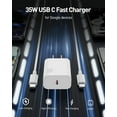 thumbnail image 2 of 35W USB C Fast Charger for Google Pixel 10/10 Pro XL/10 Pro Fold/9/9 Pro XL/8/8a/8 Pro/7/6/5/4/3 XL, 2-Pack 35W Type C Fast Charger Block & 10FT Long USB C Cable for Galaxy S25/S24/S23/S22/A57/A56, 2 of 7
