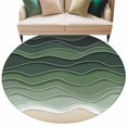 thumbnail image 2 of Abstract Round Living Room Rugs 6 ft, Sage Green Brown Gradient Ocean Waves Washable Area Rug with Non-Slip Sturdy Edge Binding Round Carpet for Kitchen Office Bedroom, 2 of 9