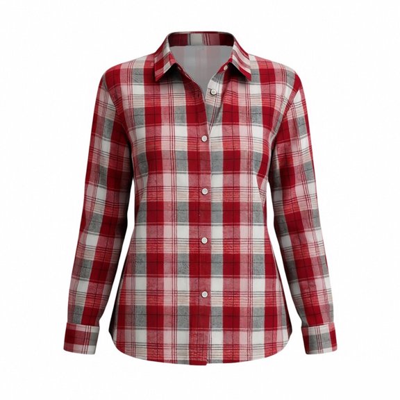 ClodeEU Women's Plaid Button Down Long Sleeve Shirts,Casual Loose Top ,Women's Plus L