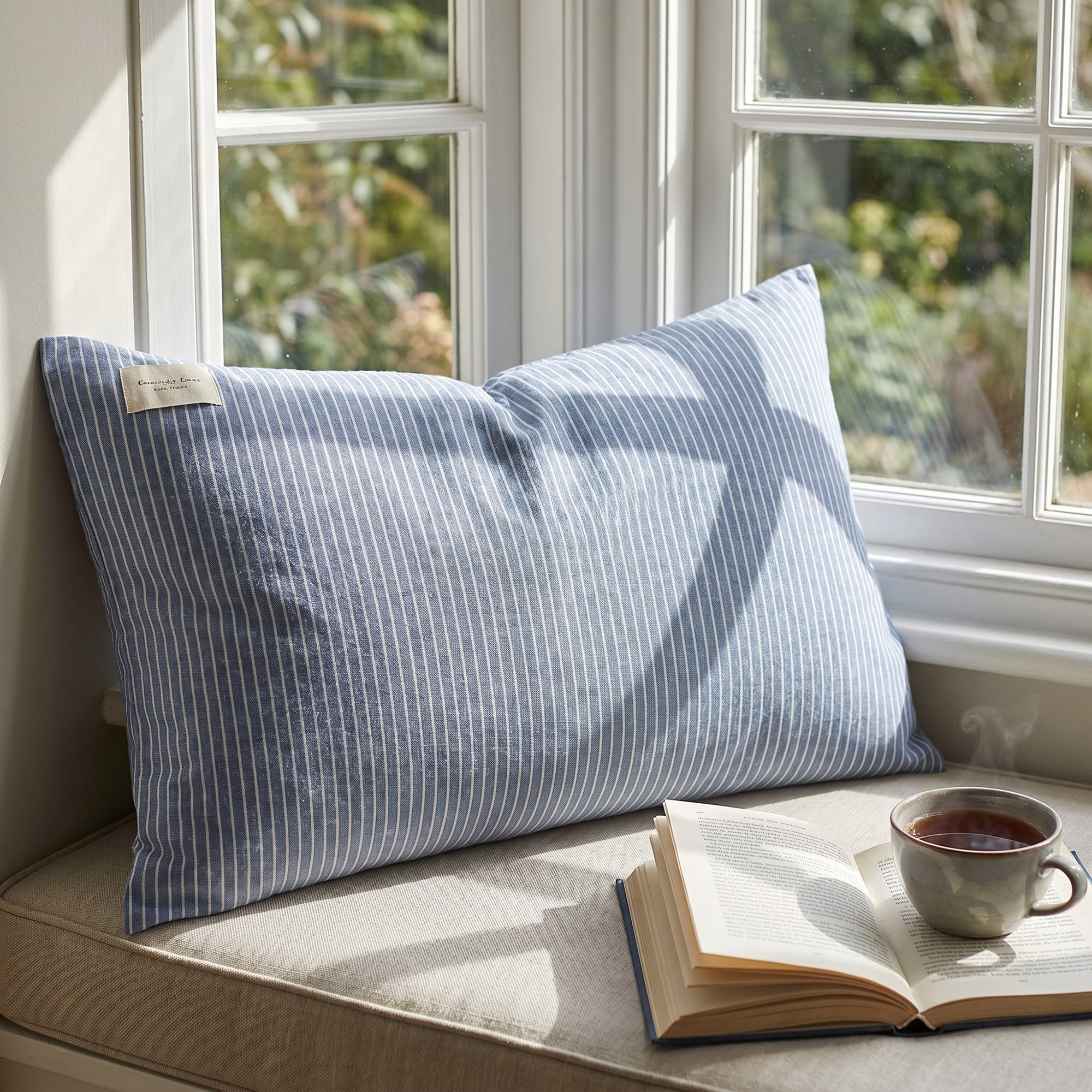 Unique Bargains 2Pcs Cotton Wrinkle Resistant Durable Pillowcase Queen Blue-White
