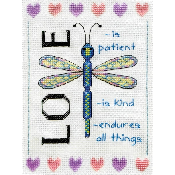 Design Works Counted Cross Stitch Kit 5"X7"Dragonfly Love (14 Count
