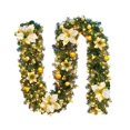 thumbnail image 1 of Artificial Flower Rattan Garland Wreath 9ft Luxury With Light String Christmas Decoration Encryption Pendant, 1 of 10