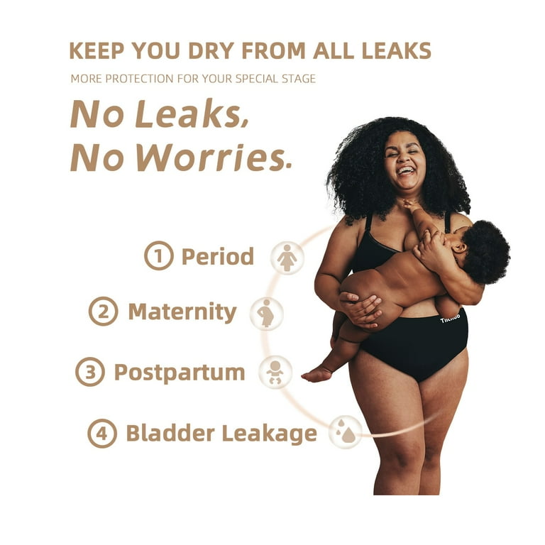 TIICHOO Leakproof Underwear for Women High Waisted Period Panties Briefs  Heavy Flow Menstrual Postpartum Underwear 3 Pack(Small, 3 Black) 