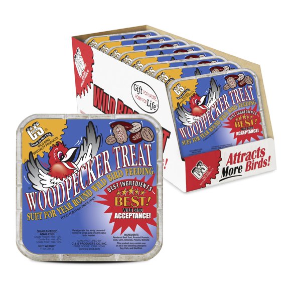 C&S Suet Treat para pájaros carpinteros, alimento para aves silvestres, 8 unidades