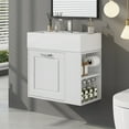 thumbnail image 3 of 21.8" Bathroom Vanity with Sink Combo, Wall Mounted Floating Bathroom Cabinet with 1 Soft-Close Drawer, Toilet Paper Holder and Adjustable Shelf, White, 3 of 9